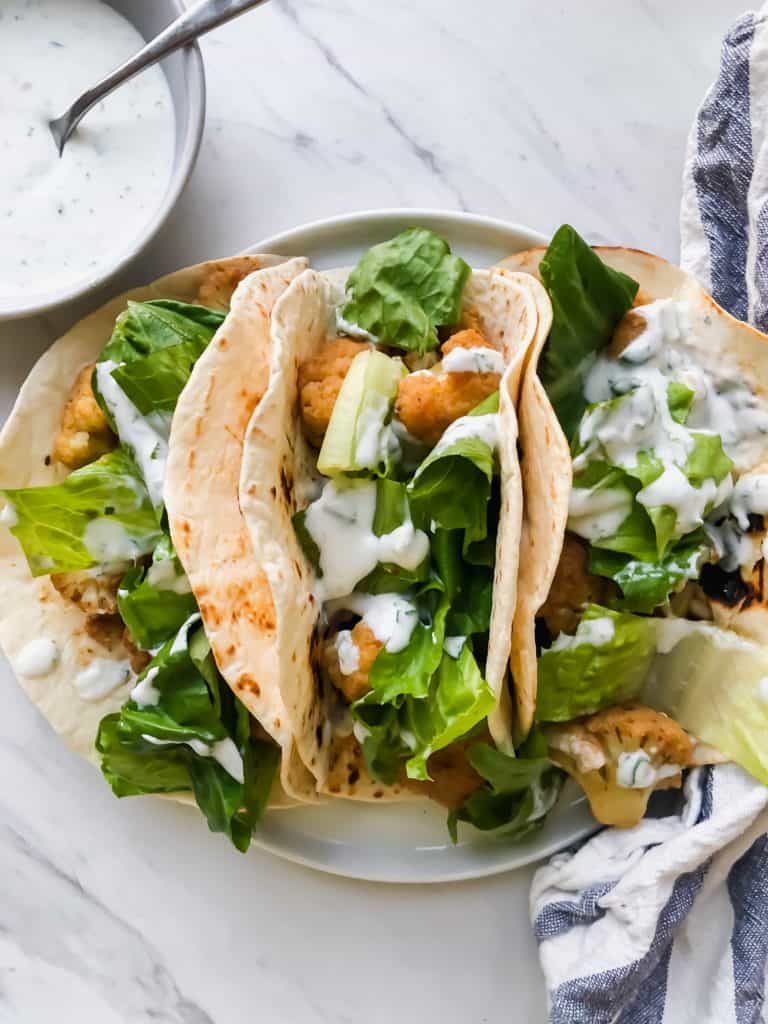 Chickpea Tacos with Cauliflower and Cilantro Lime Sauce from Aleno Menko Nutrition and Wellness