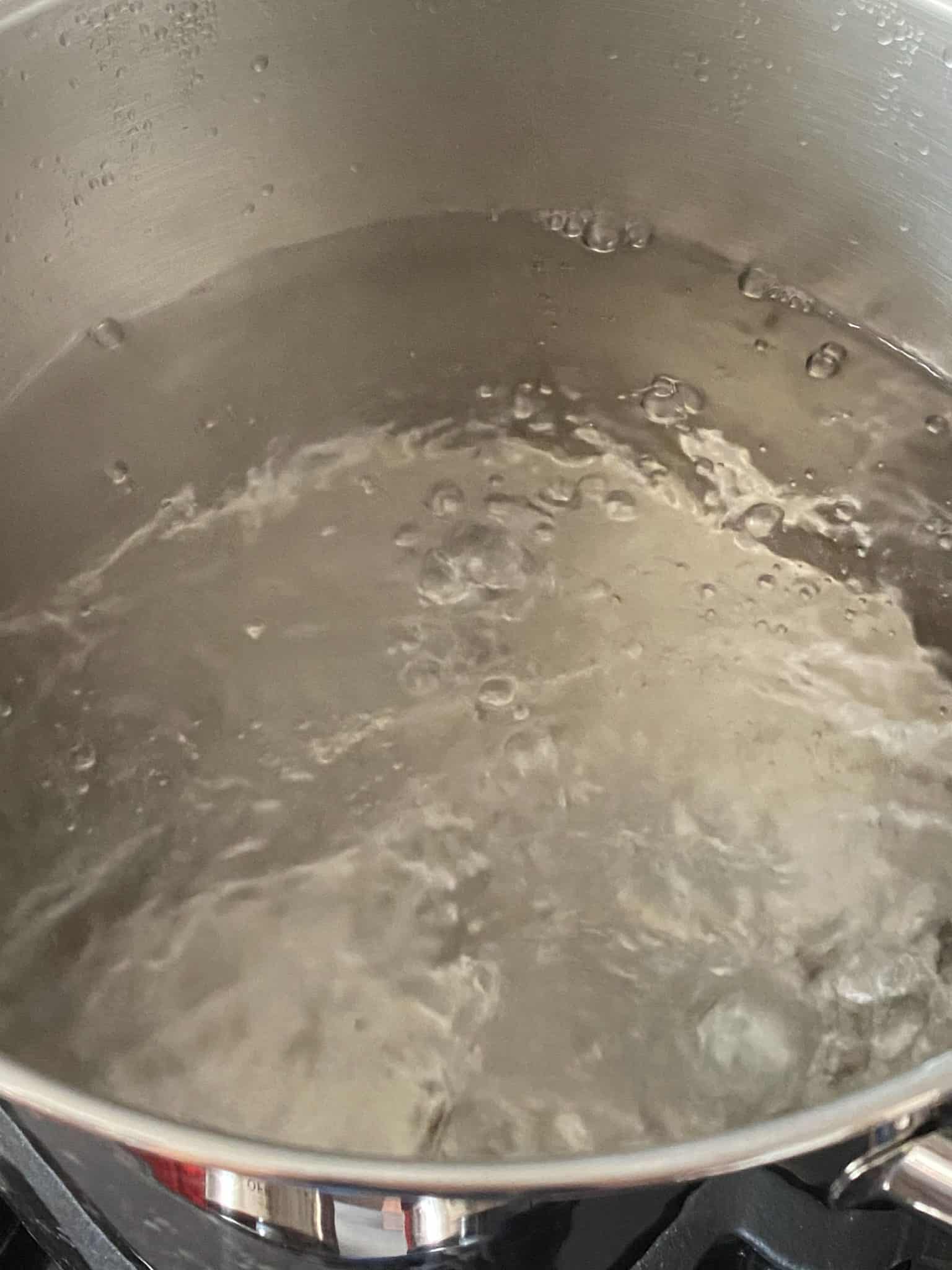 Boiling water in a large stock pot.