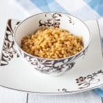 Bowl of cooked wheat berries.