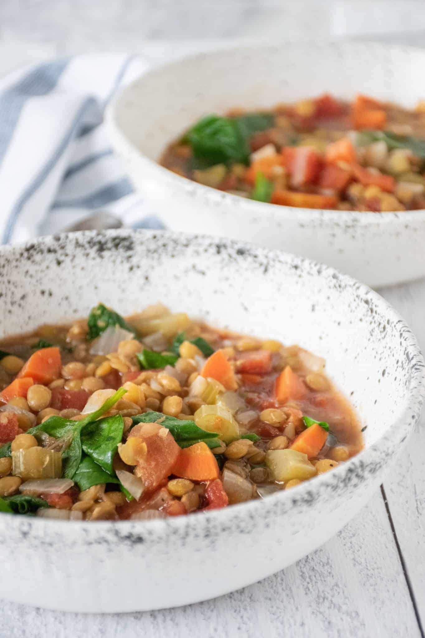 Lentil soup in a bowl