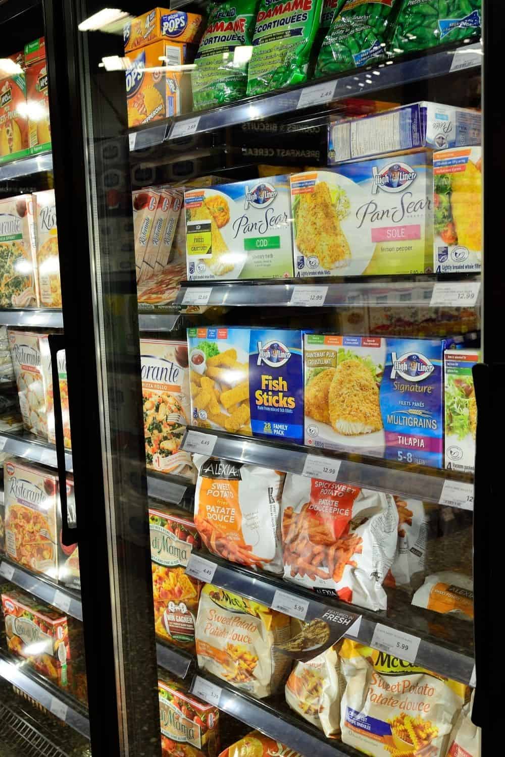 Frozen food aisle at a grocery store