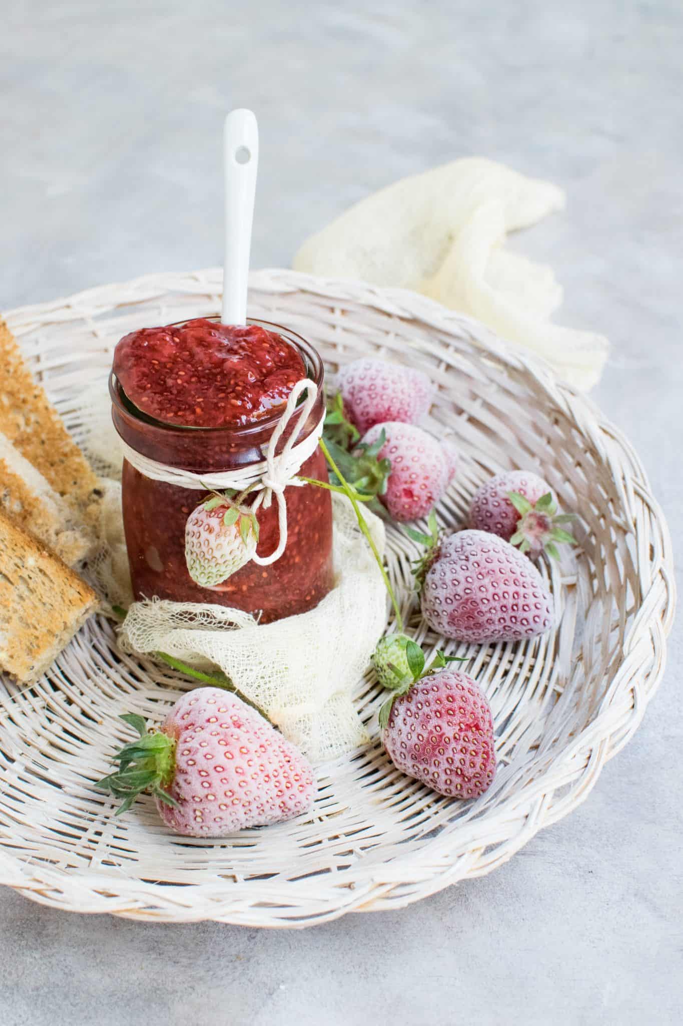 Strawberry jam in a jar