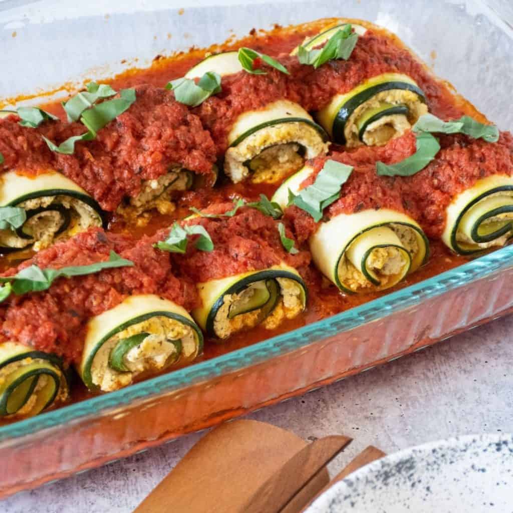 Zucchini Lasagna Rolls (dairy free) - Being Nutritious
