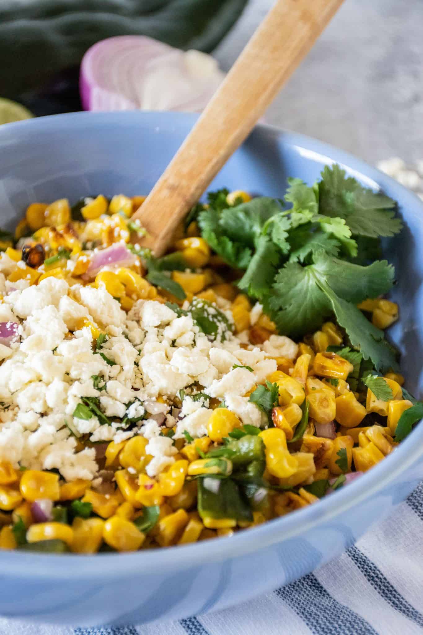 Corn salad in a bowl.