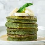 Close up image of green pancakes