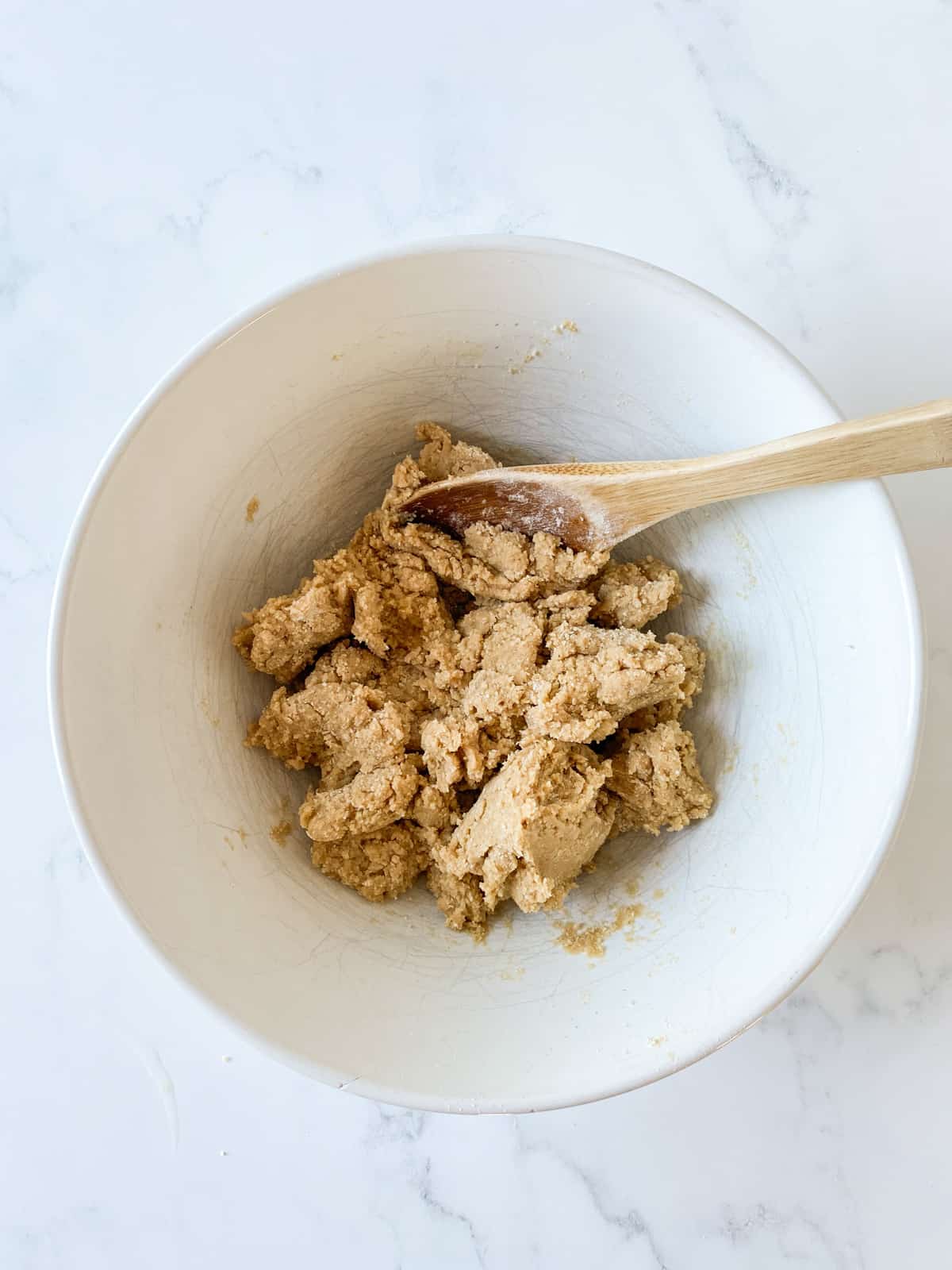 Cookie dough in a bowl.