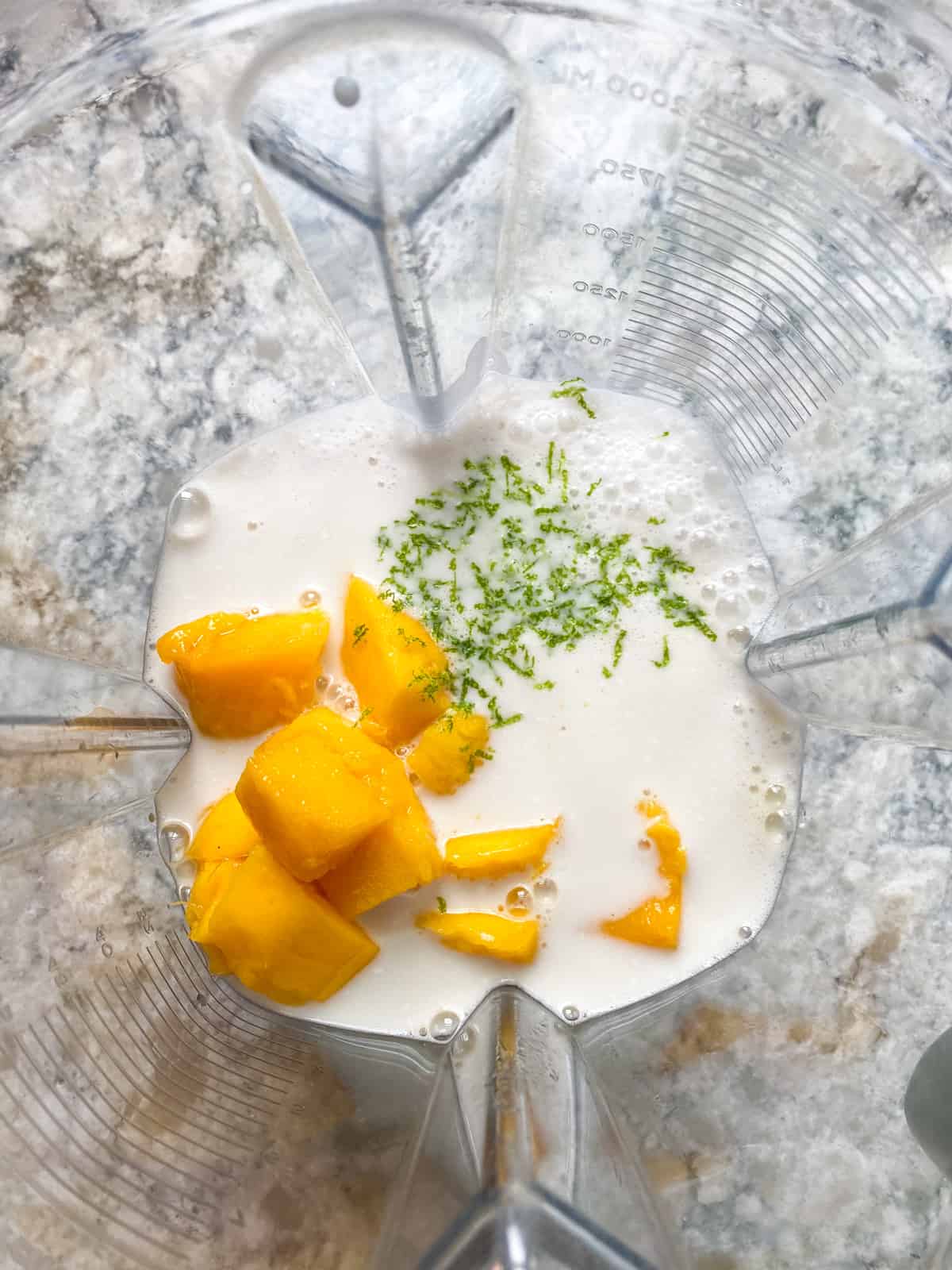 Popsicle ingredients in a blender.