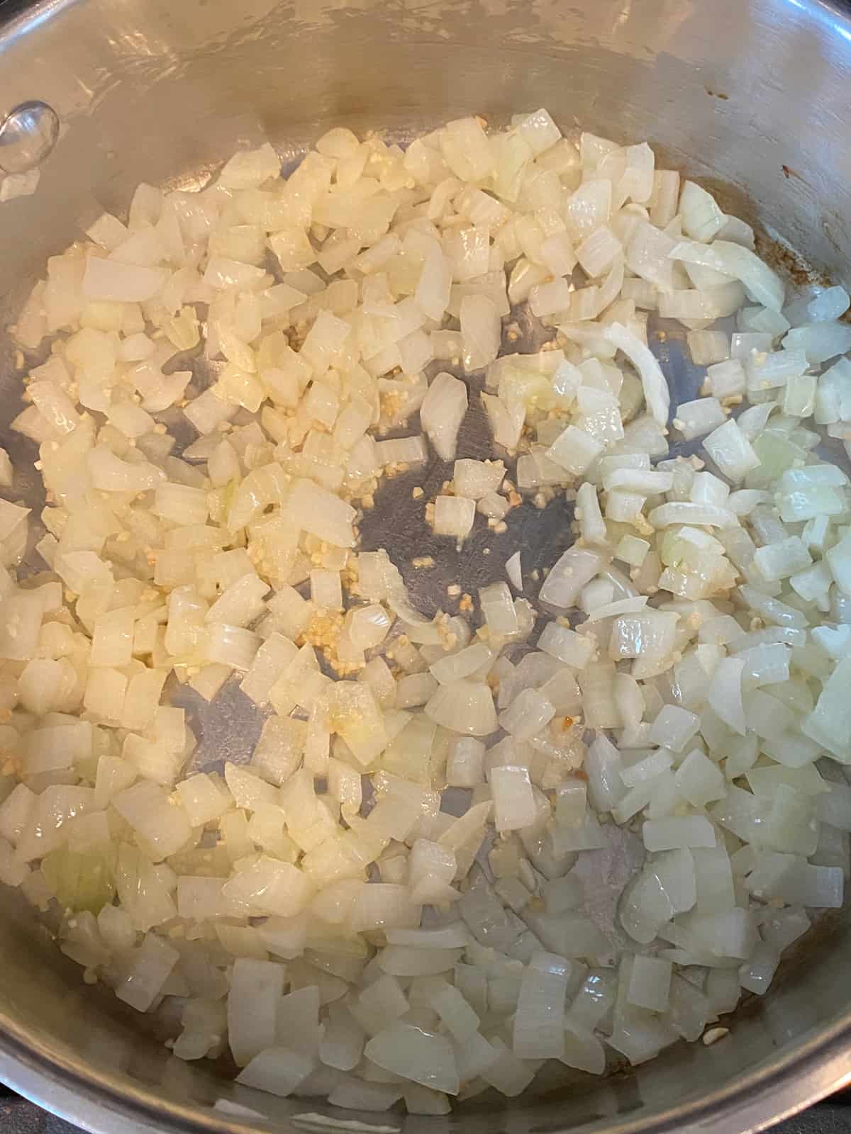 Sautéing the onions.