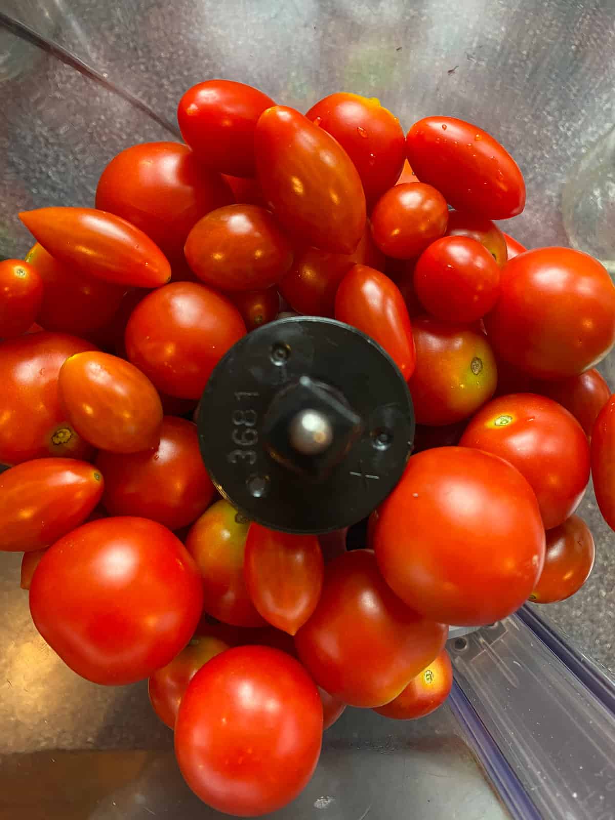 Tomatoes in the food processor.