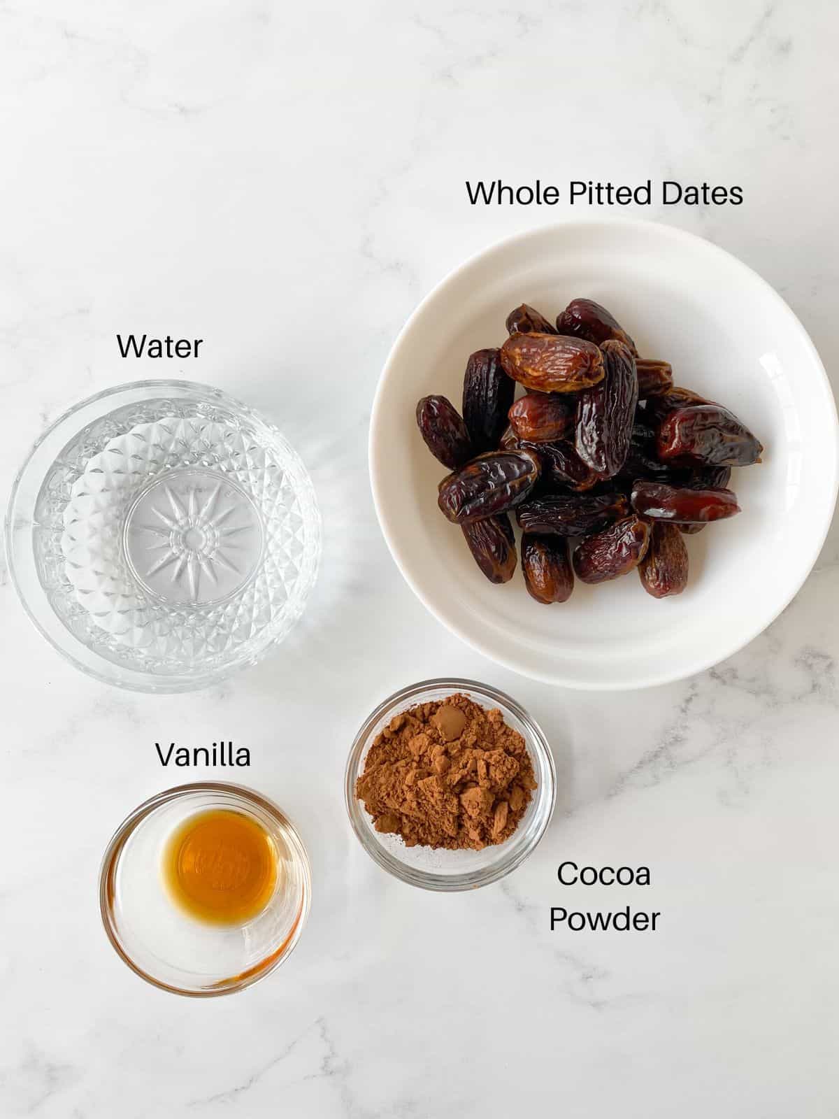 Healthy chocolate sauce ingredients.