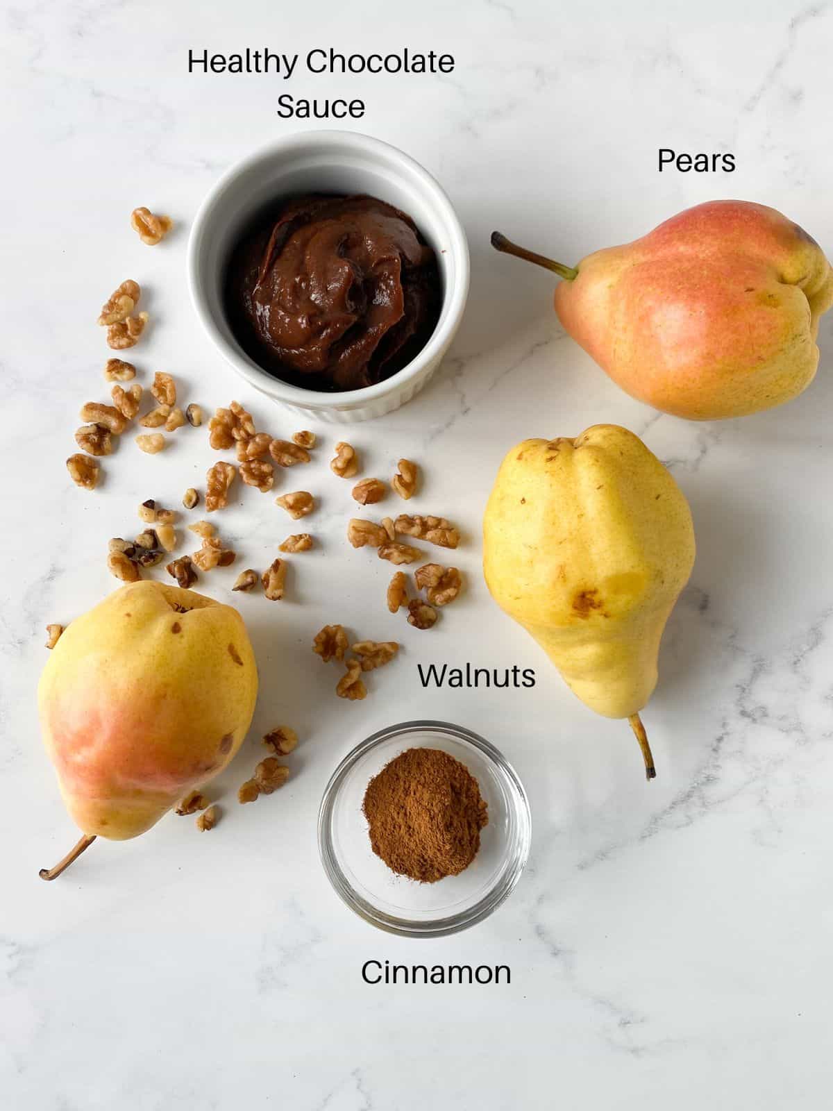 Ingredients for cinnamon baked pears.