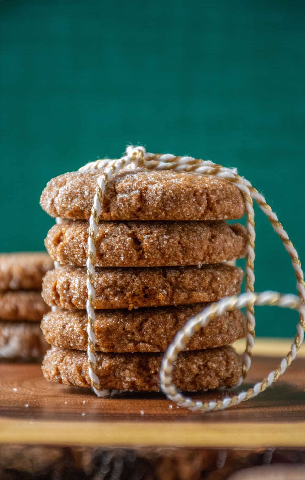 Stack of 5 cookies, tied with a decorative string.