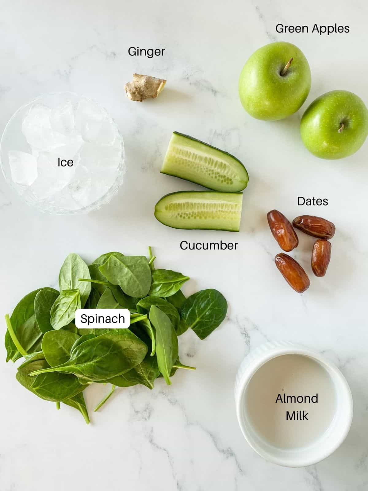 Ingredients for apple cucumber smoothie.