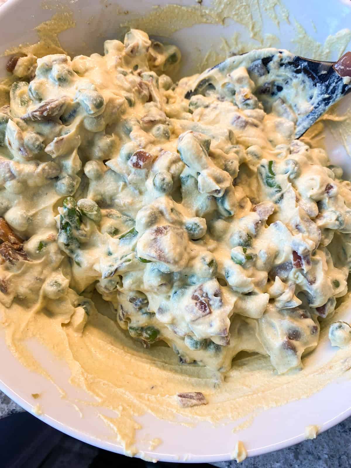 Filling mixed together in a bowl.