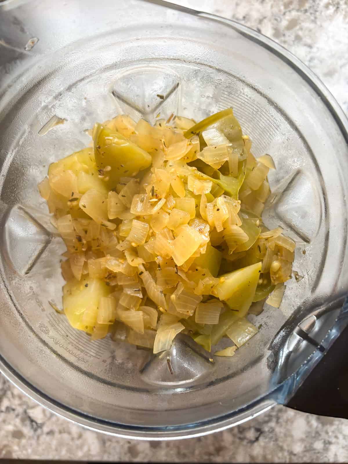 Tomato mixture in blender.