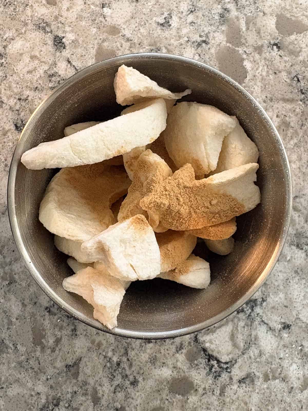Freeze dried pears and ginger in a spice grinder.