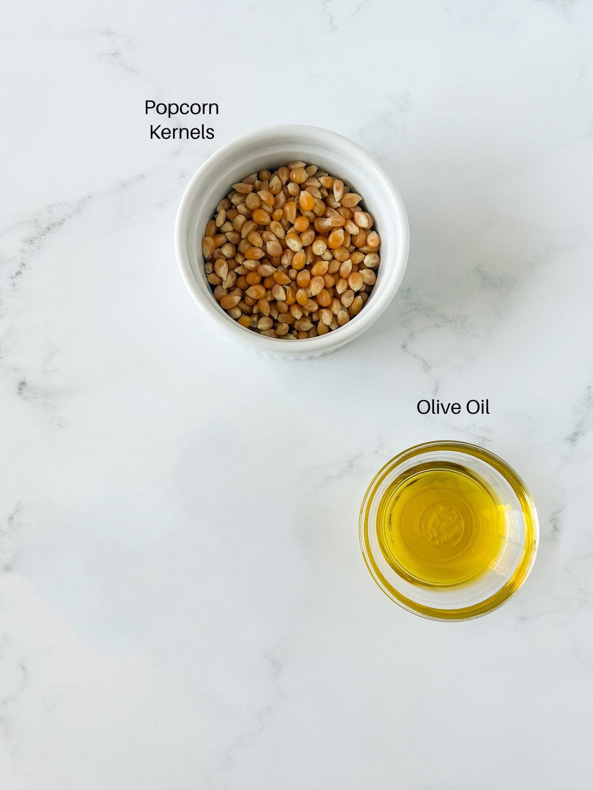 Ingredients for homemade popcorn.