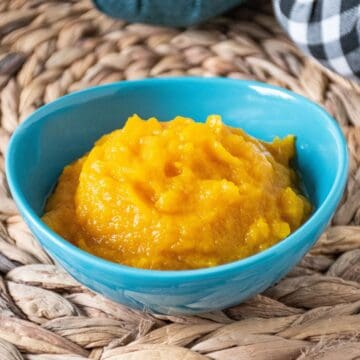 Small bowl of pureed pumpkin.