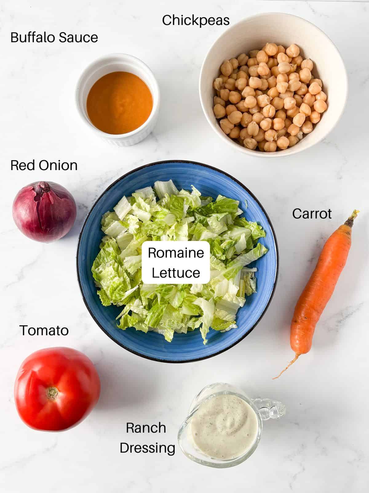 Ingredients for Buffalo chickpea salad.