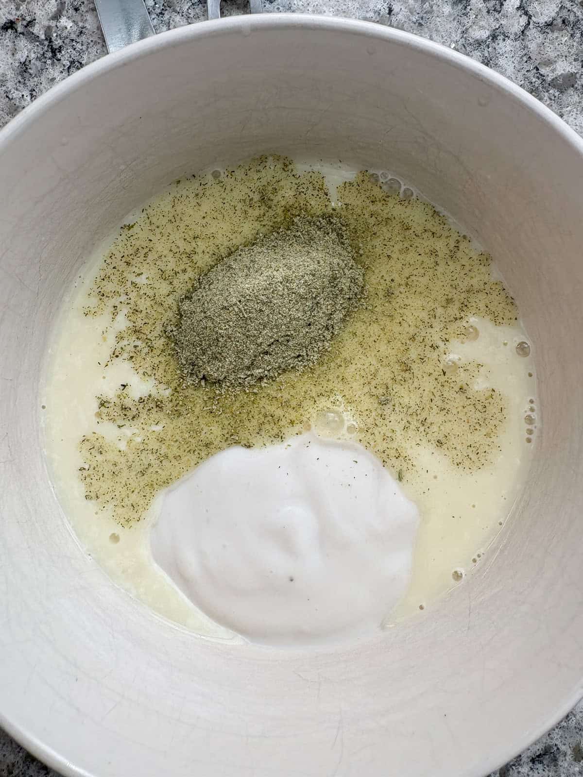 All the ingredients added into a bowl.