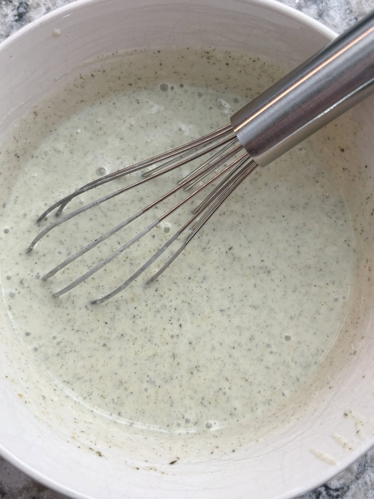 All ingredients mixed into ranch dressing.